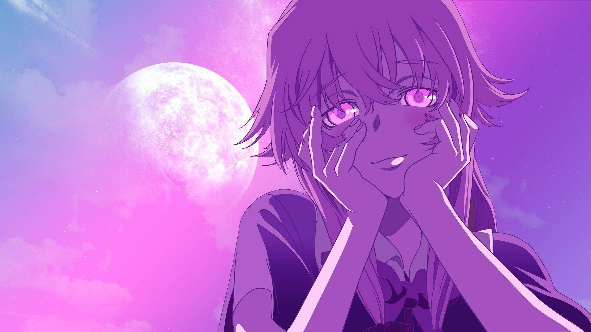 Purple Anime Aesthetic Yuno Gasai Background