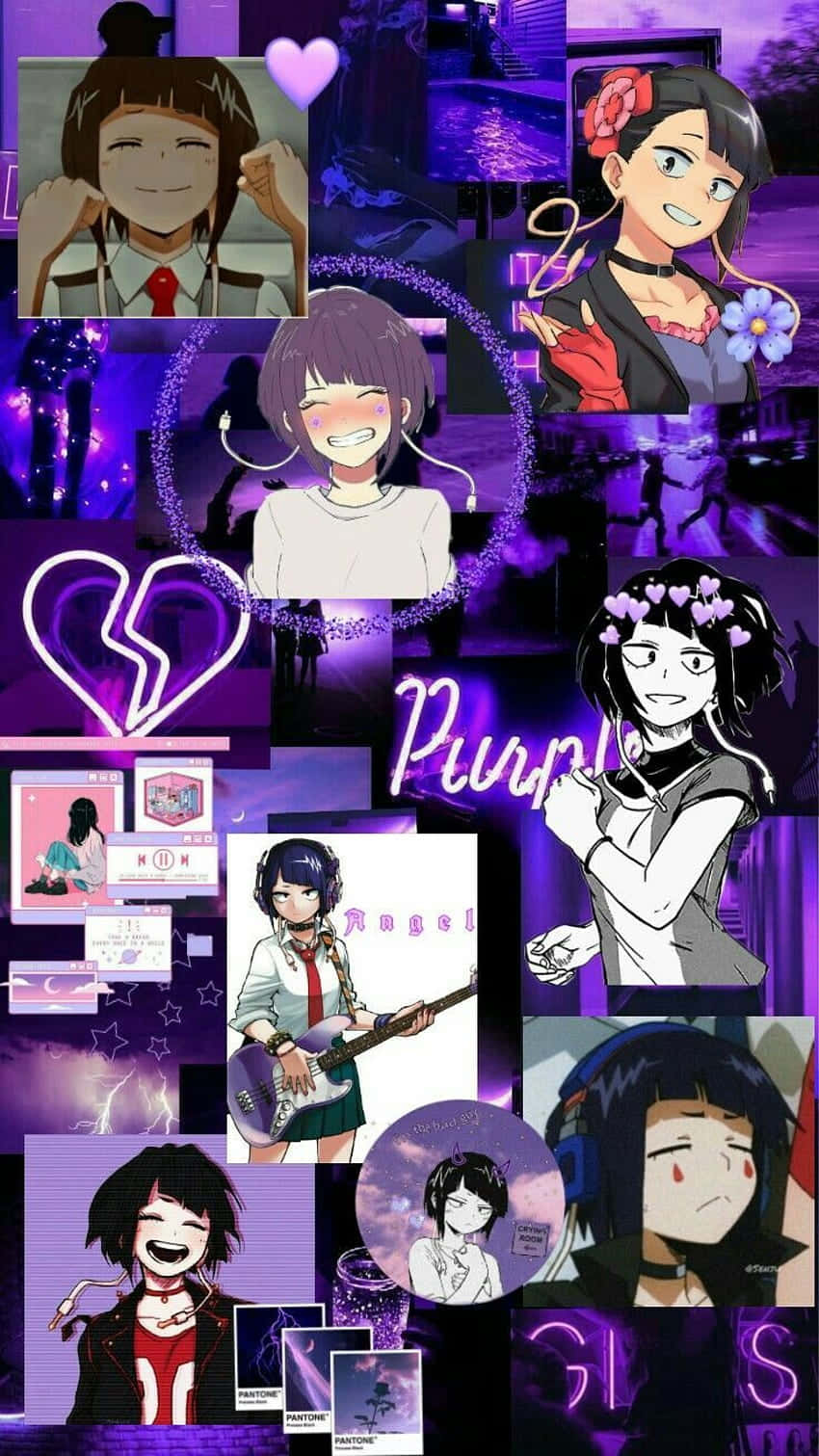 Purple Anime Collage Background