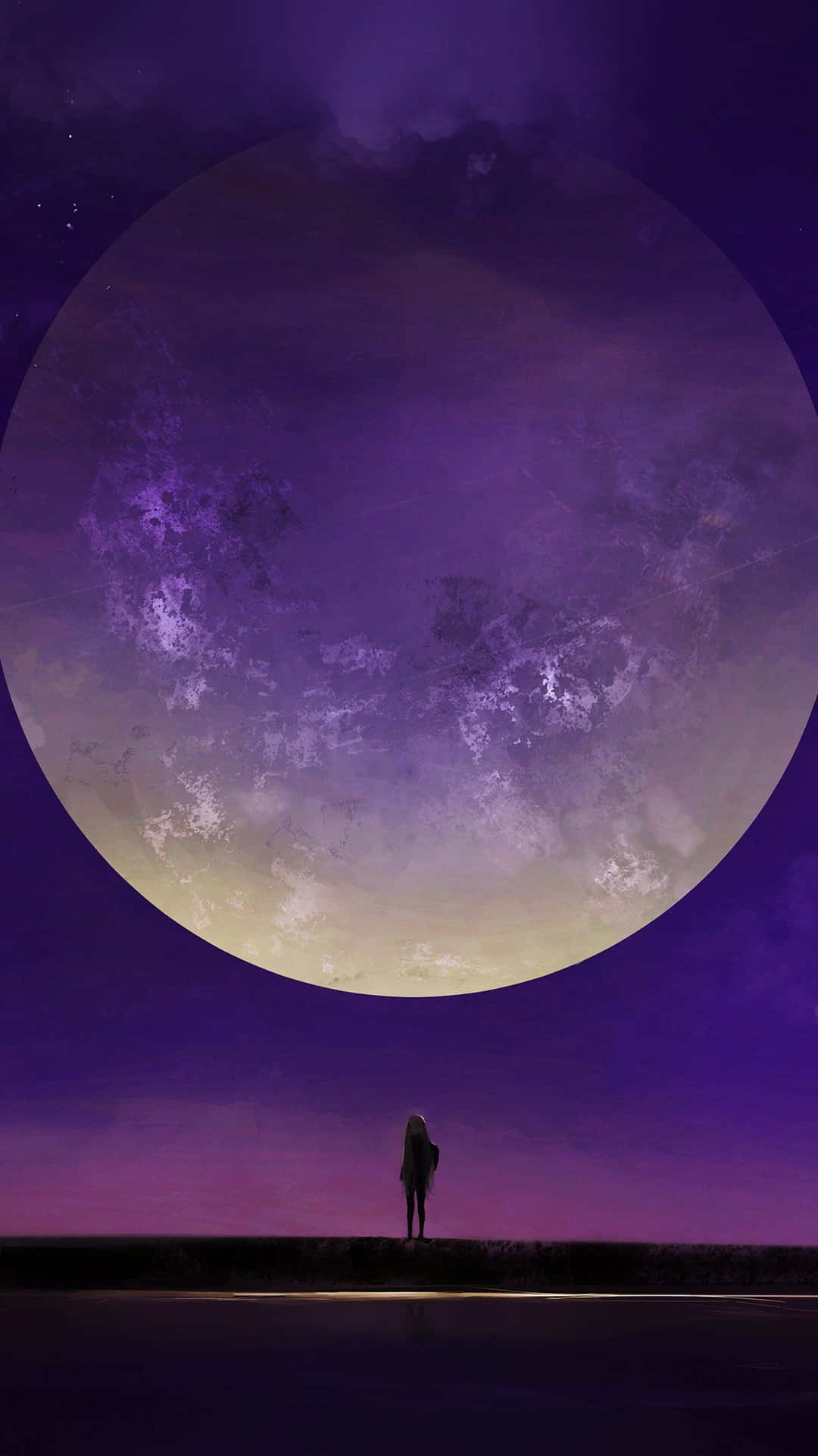 Purple Anime Moon Background