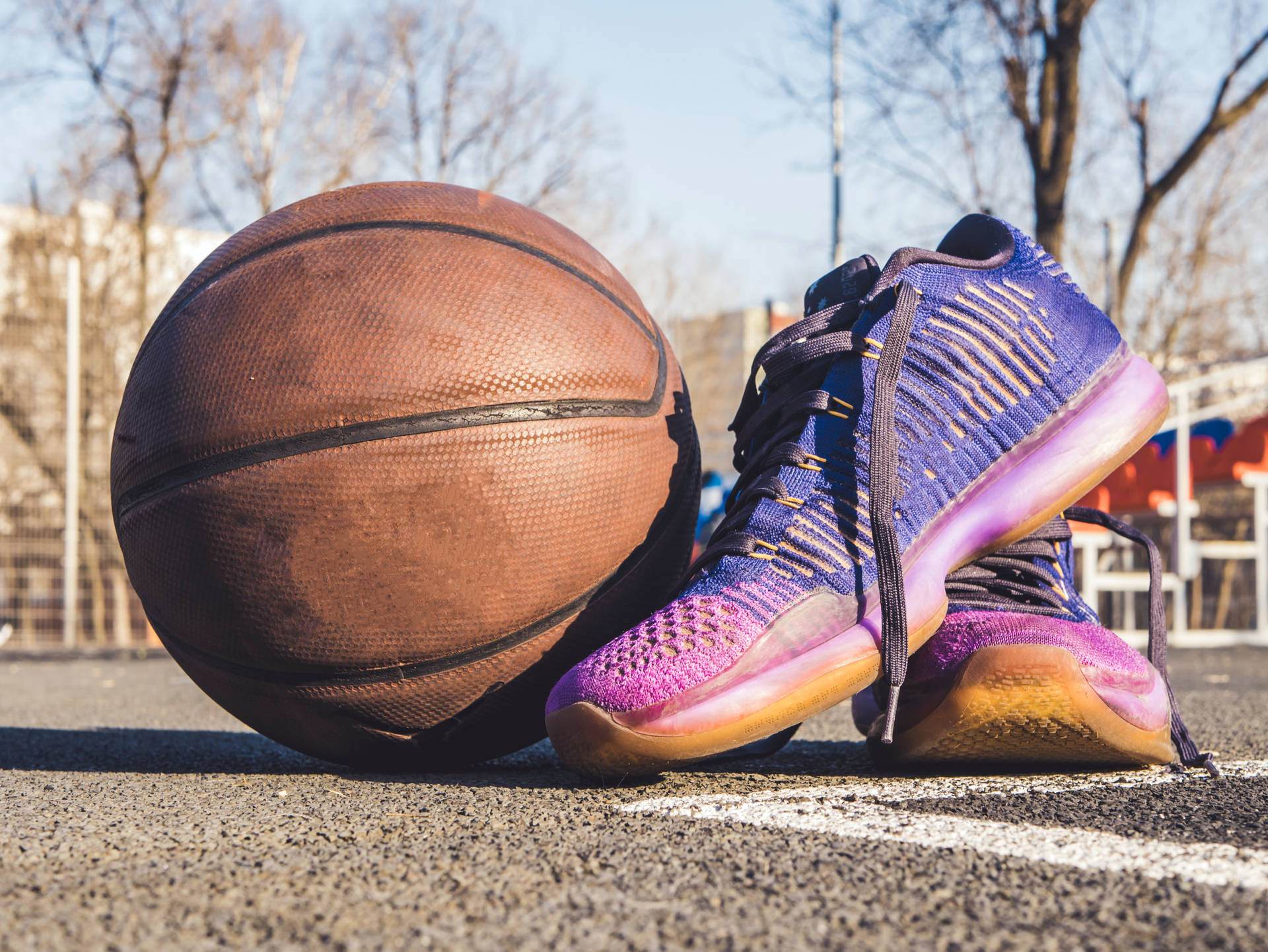 Purple Basketball Shoes Background