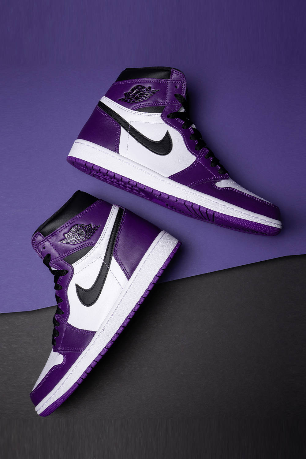 Purple Black Jordan Shoes Background