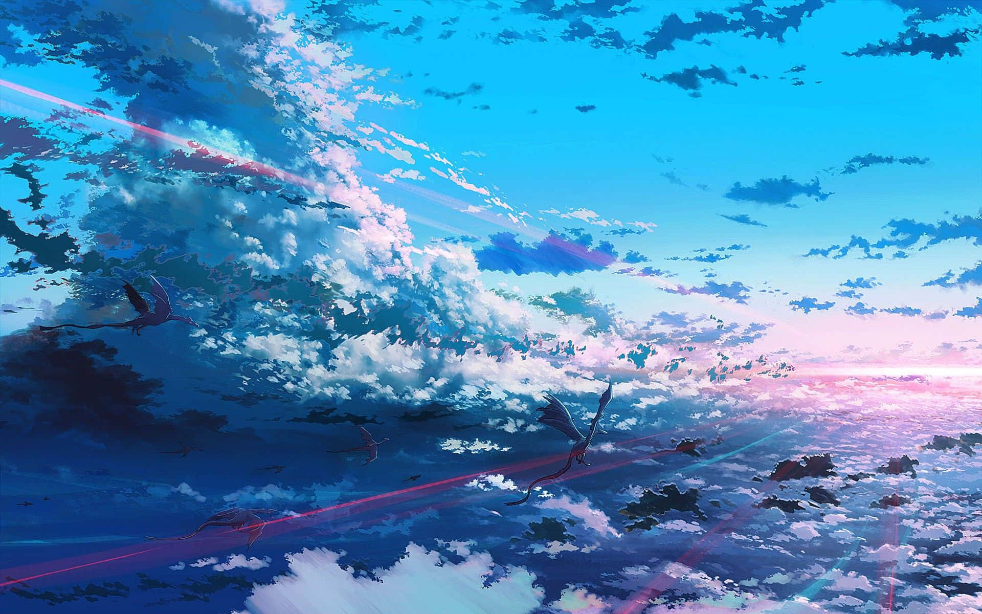 Purple Blue Anime Sky Background