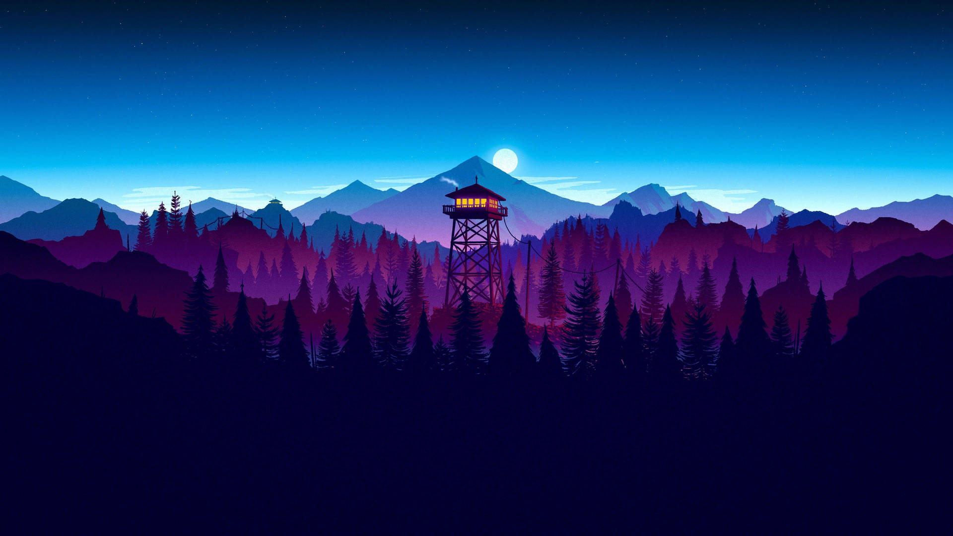 Purple Blue Firewatch Tower Background