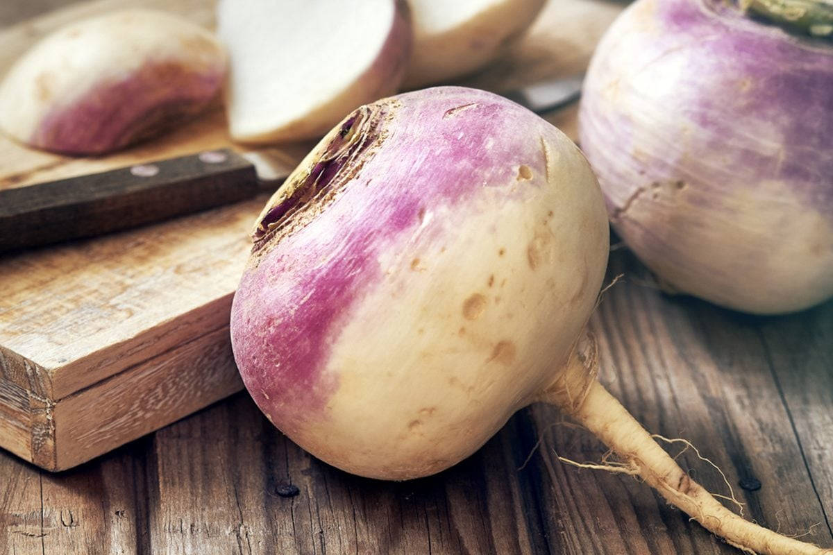 Purple Bottom Turnips On Table Background