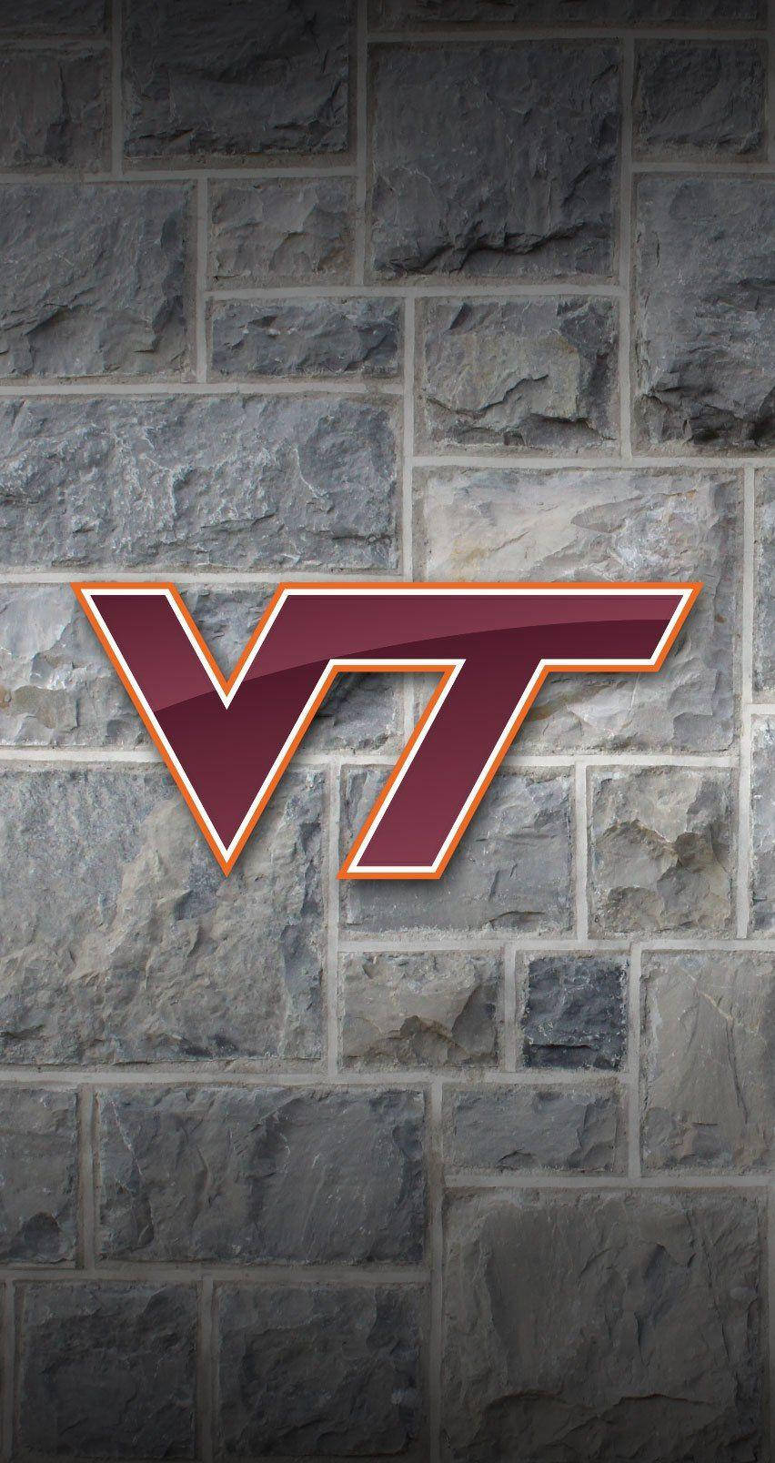 Purple Brick Wall Virginia Tech Logo Background