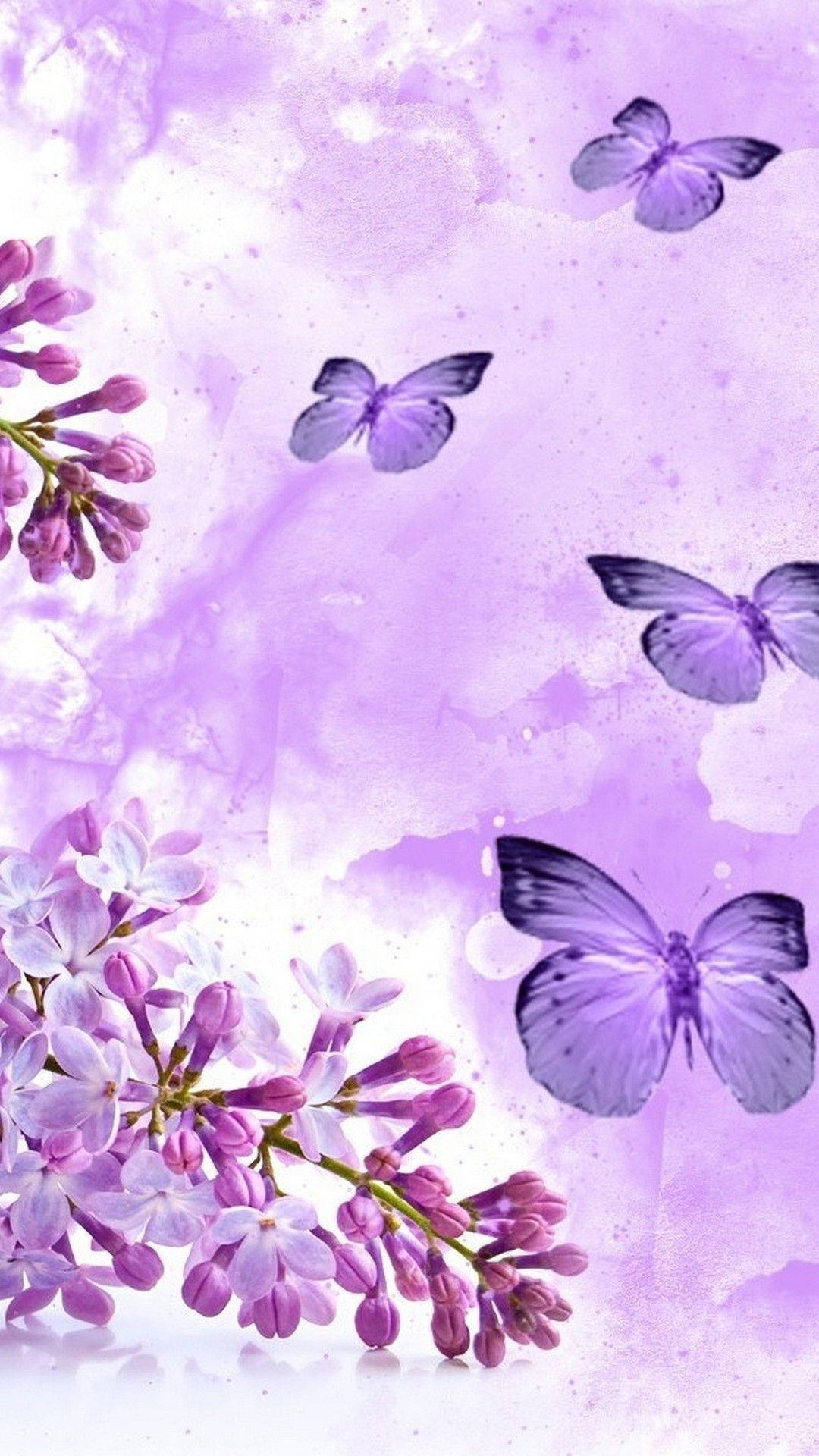 Purple Butterflies And Flowers Pretty Phone Background