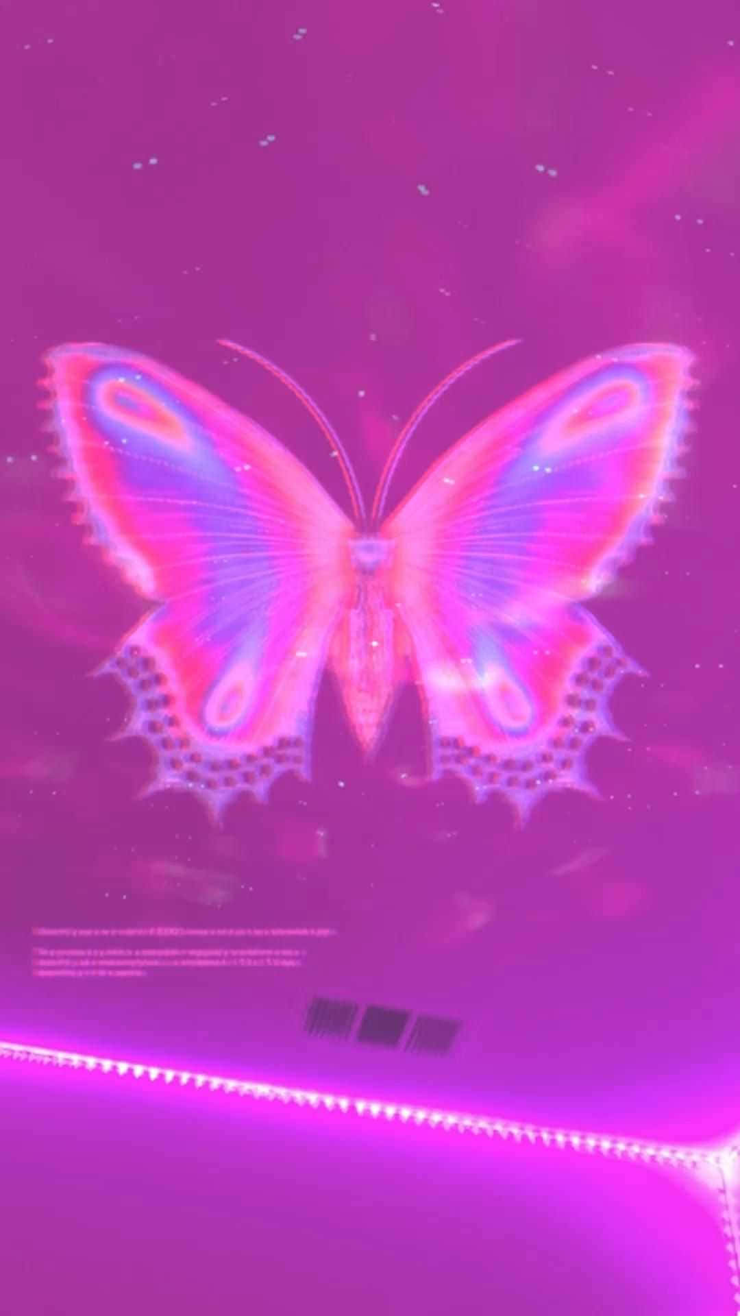 Purple Butterfly In Cyber Y2k Aesthetic Background