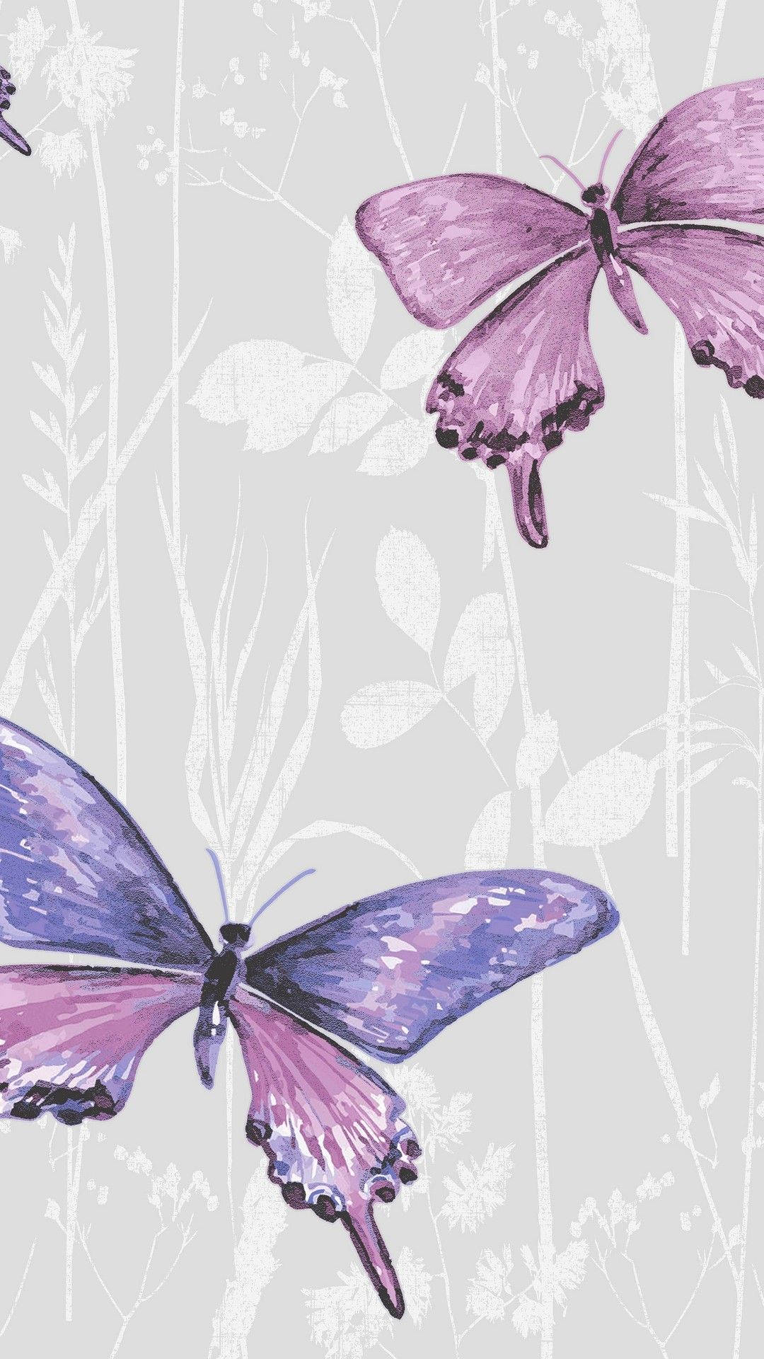 Purple Butterfly Phone Background With Lineart Background