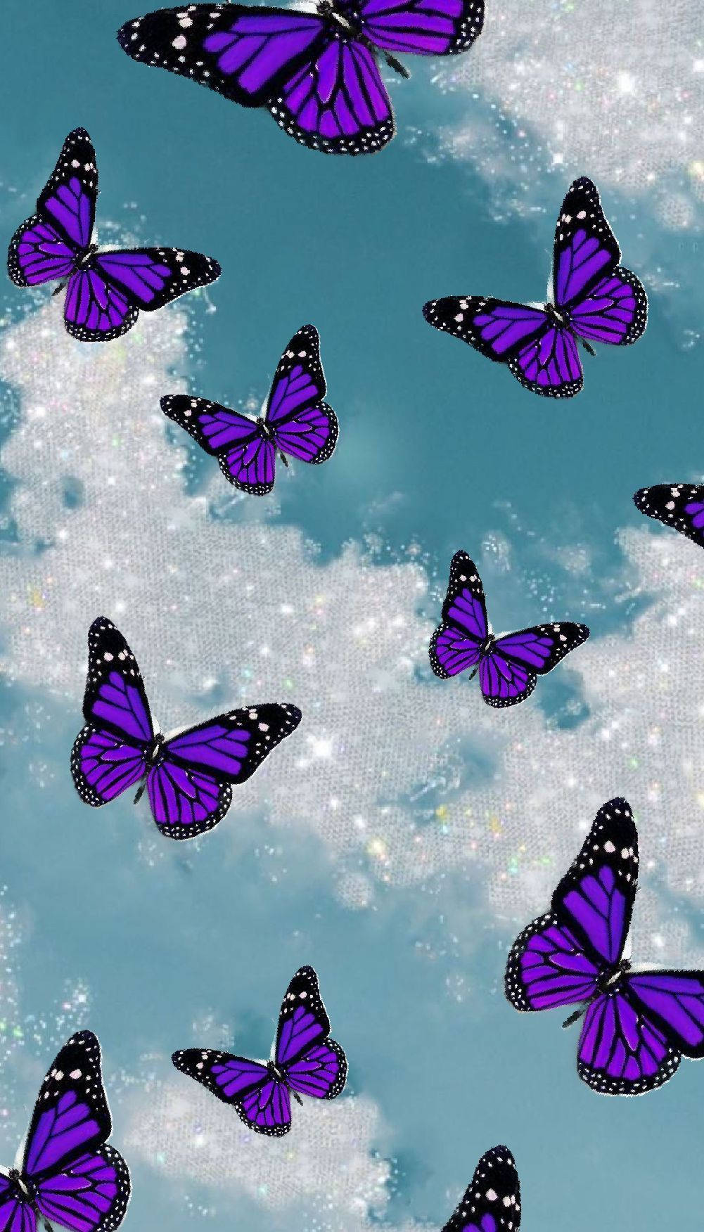 Purple Butterfly Phone Background With Sky Background