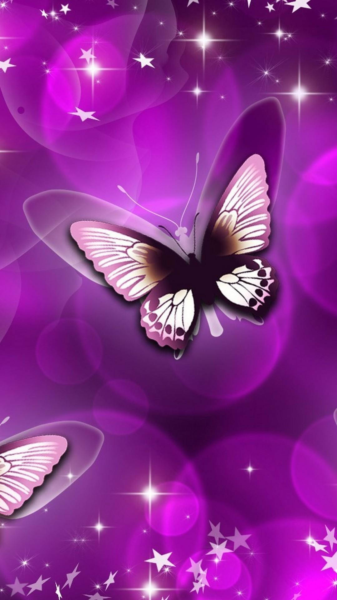 Purple Butterfly Phone Sparkly Background Background