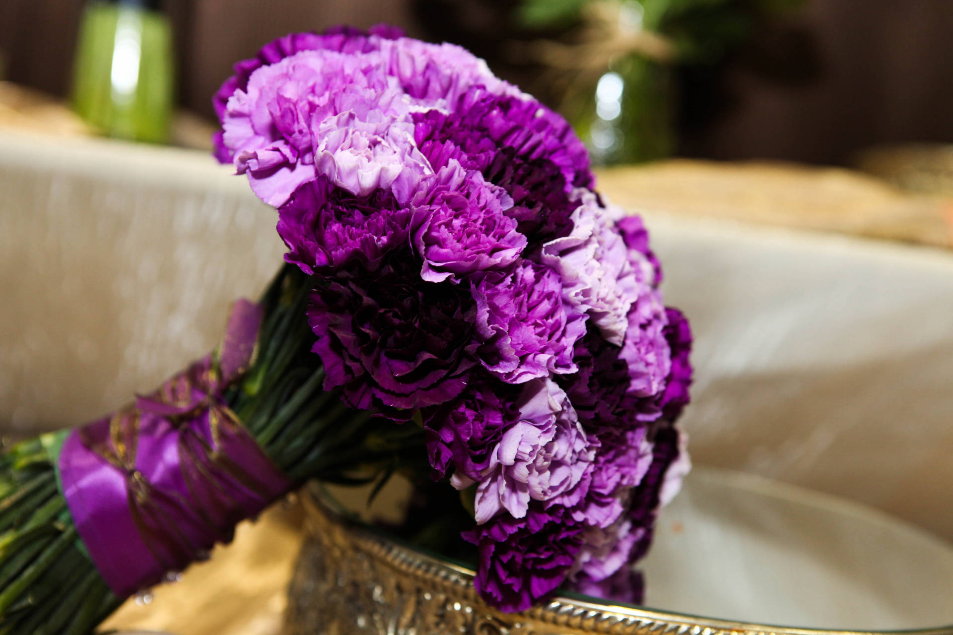 Purple Carnation Bouquet Background