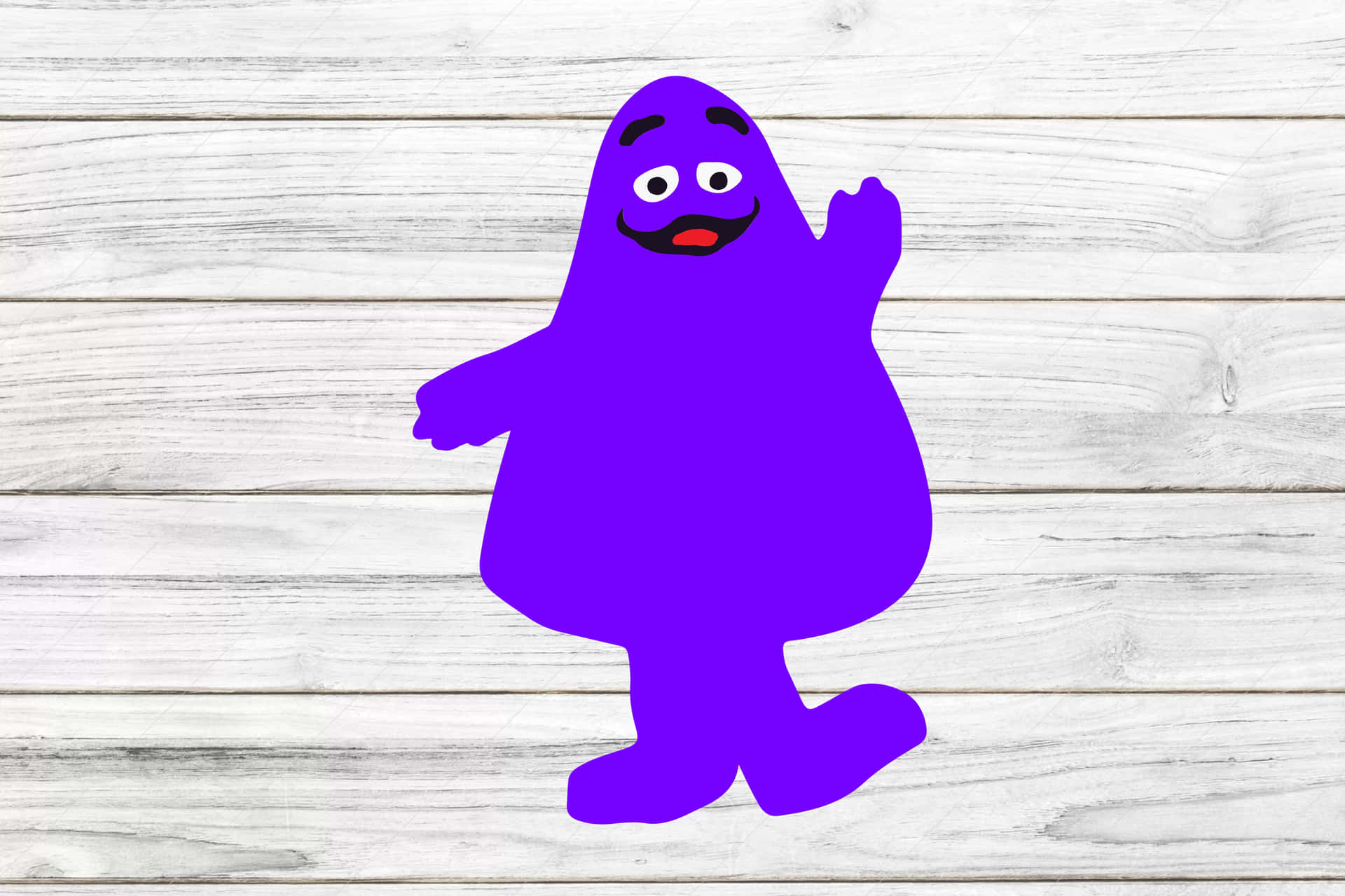 Purple Cartoon Character Wooden Background