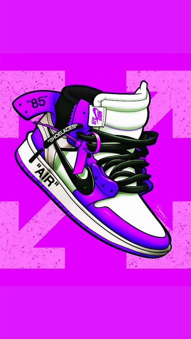 Purple Cartoon Jordan Shoes Background