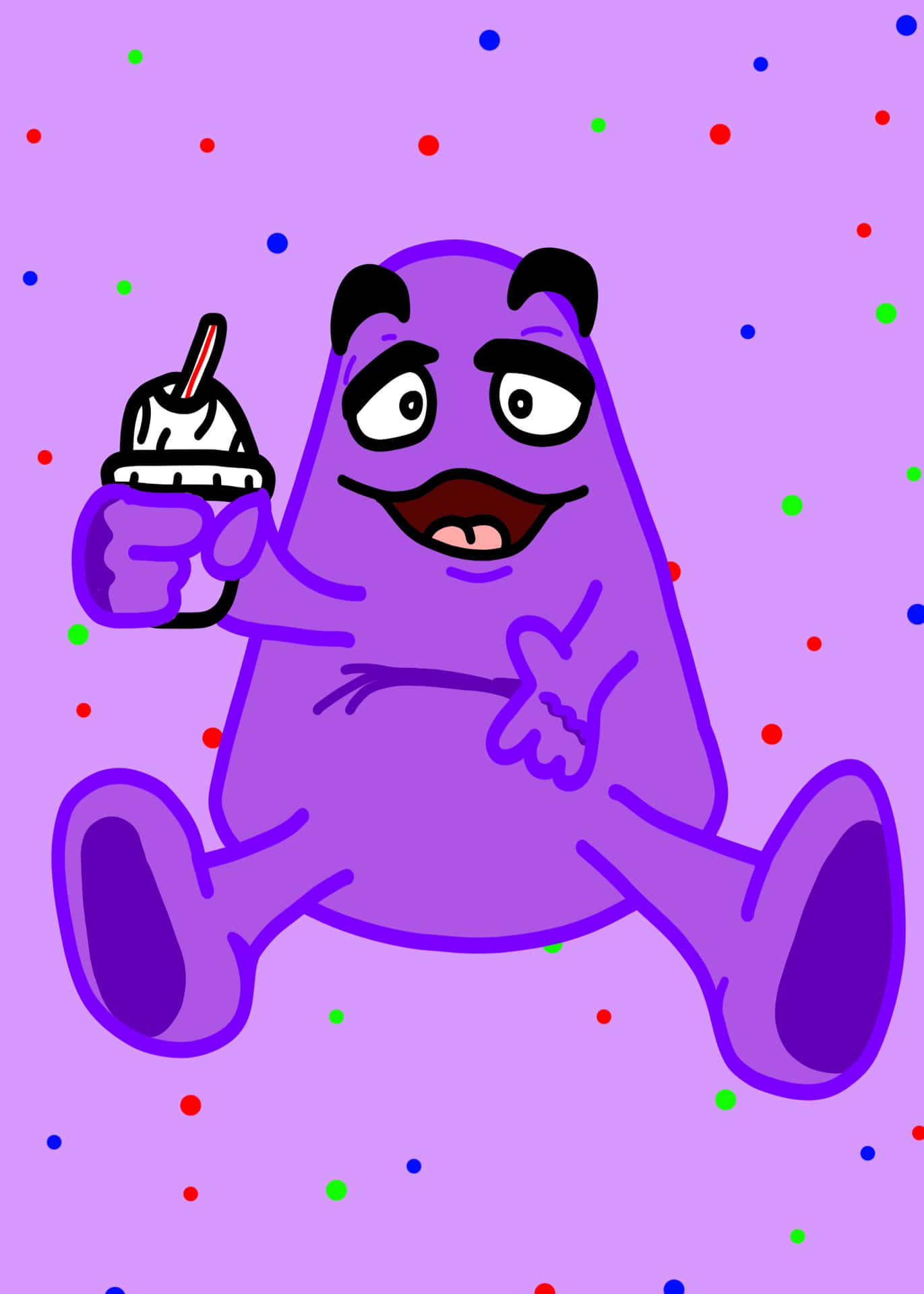 Purple Character Enjoying Milkshake