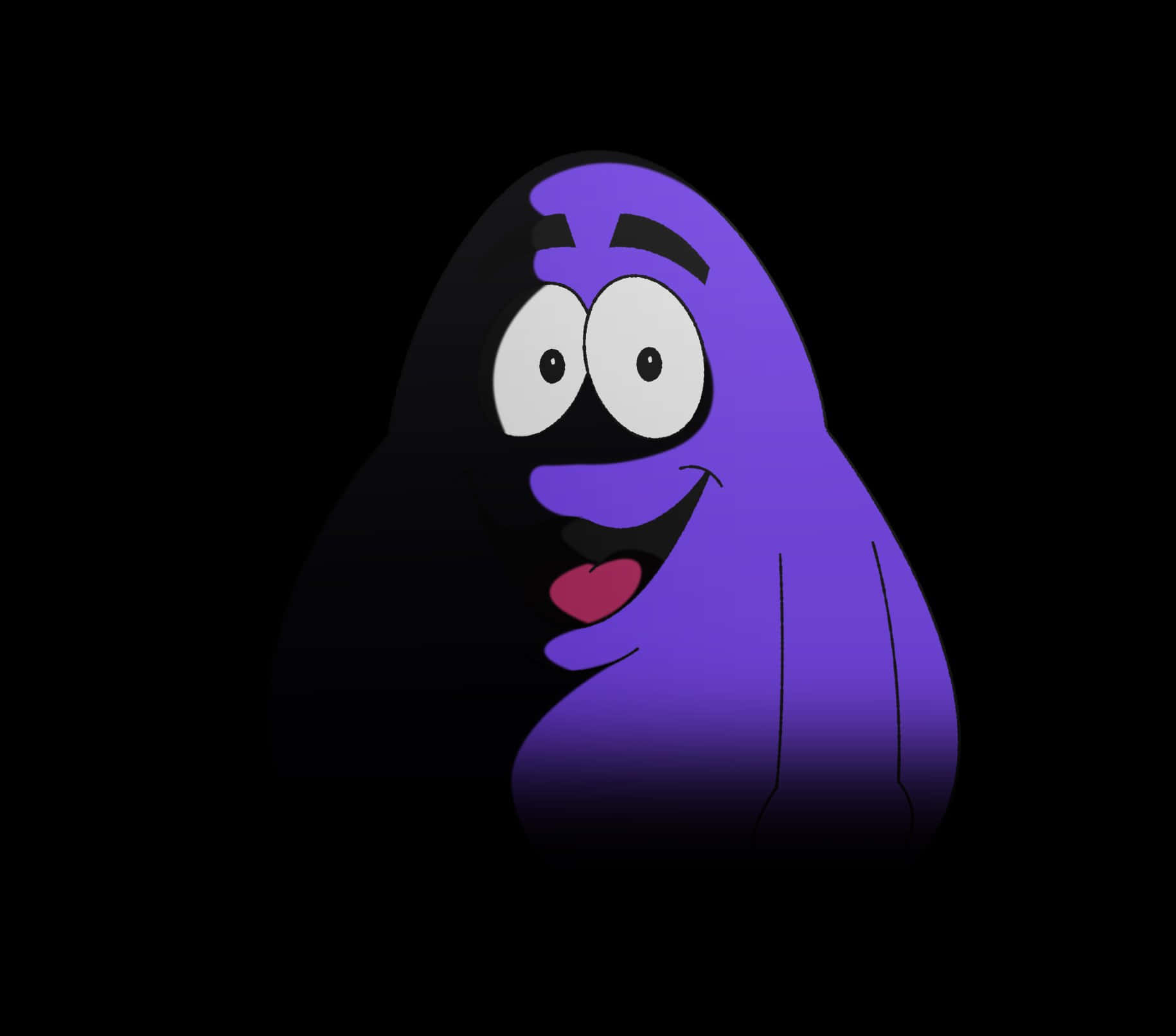 Purple Character Grimacing Black Background Background
