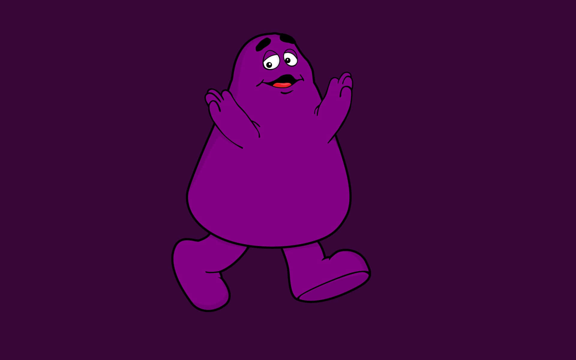 Purple Character Smiling Walk