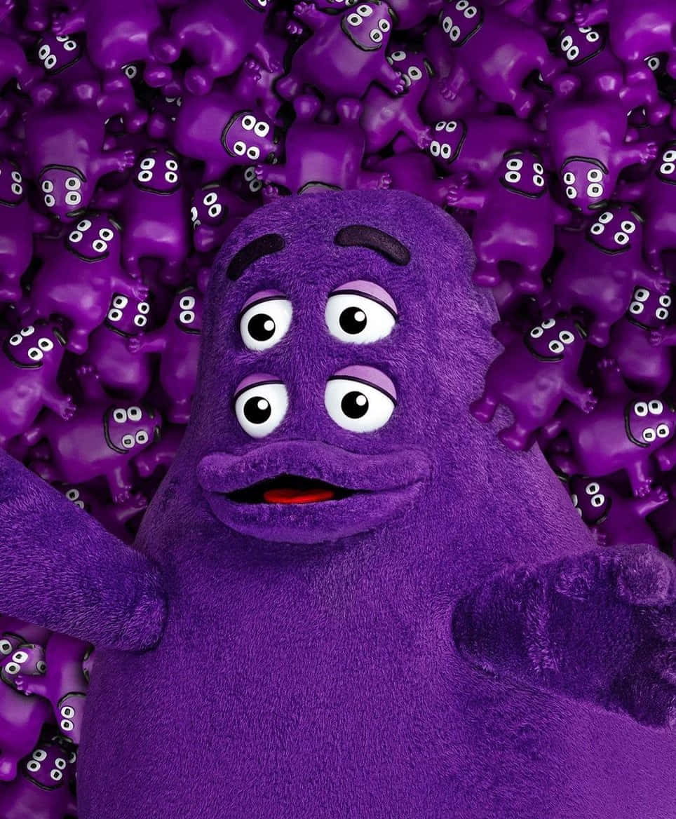 Purple_ Character_ Surrounded_by_ Figures Background