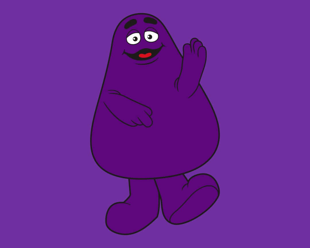 Purple Character Waving Friendly