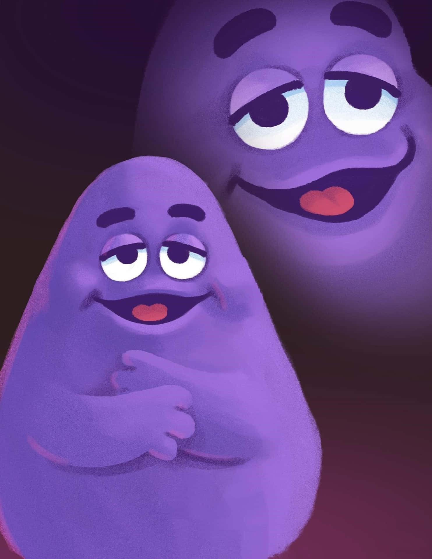 Purple Characters Smiling Together Background