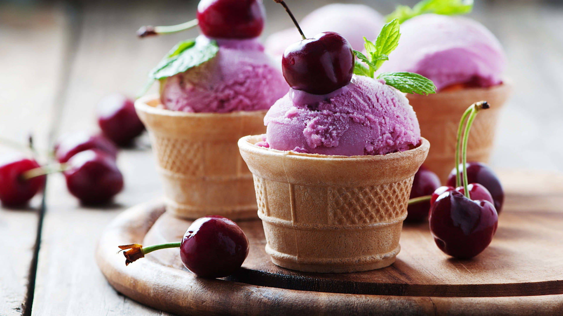 Purple Cherry Ice Cream Dessert