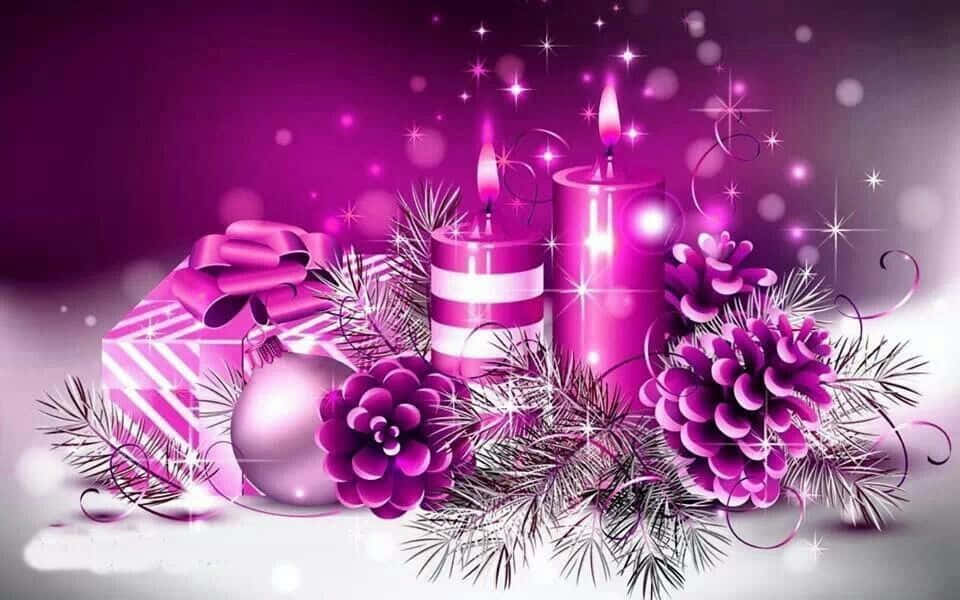 Purple Christmas Candle Adornment Background