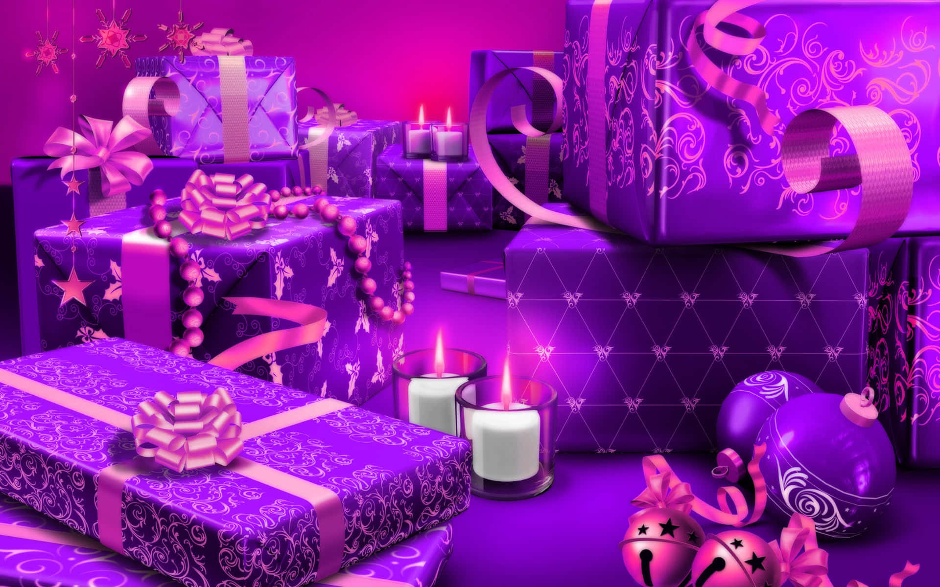 Purple Christmas Gifts Background