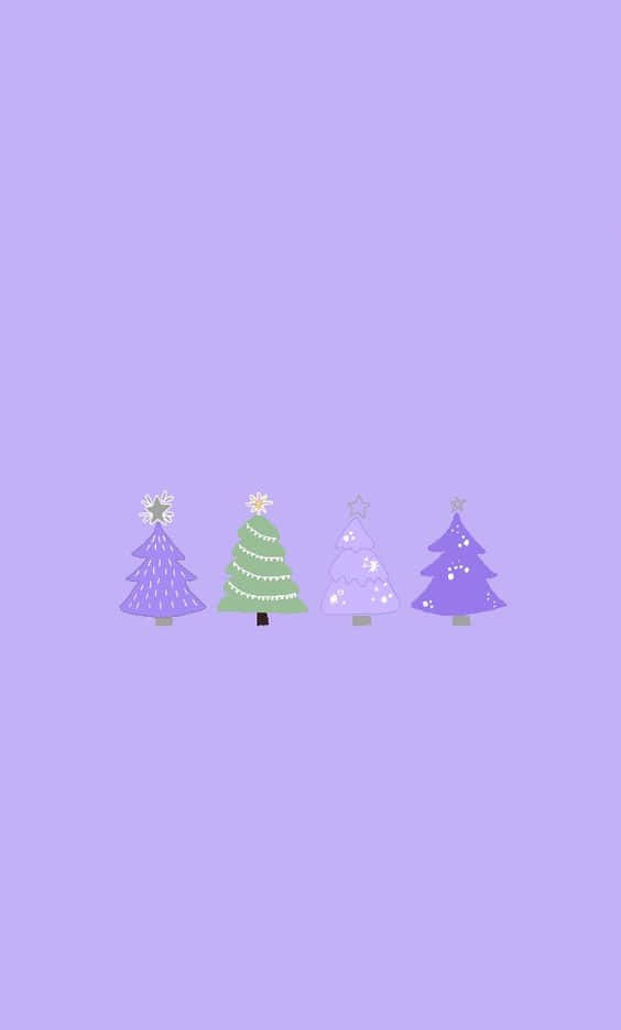 Purple Christmas Trees Background