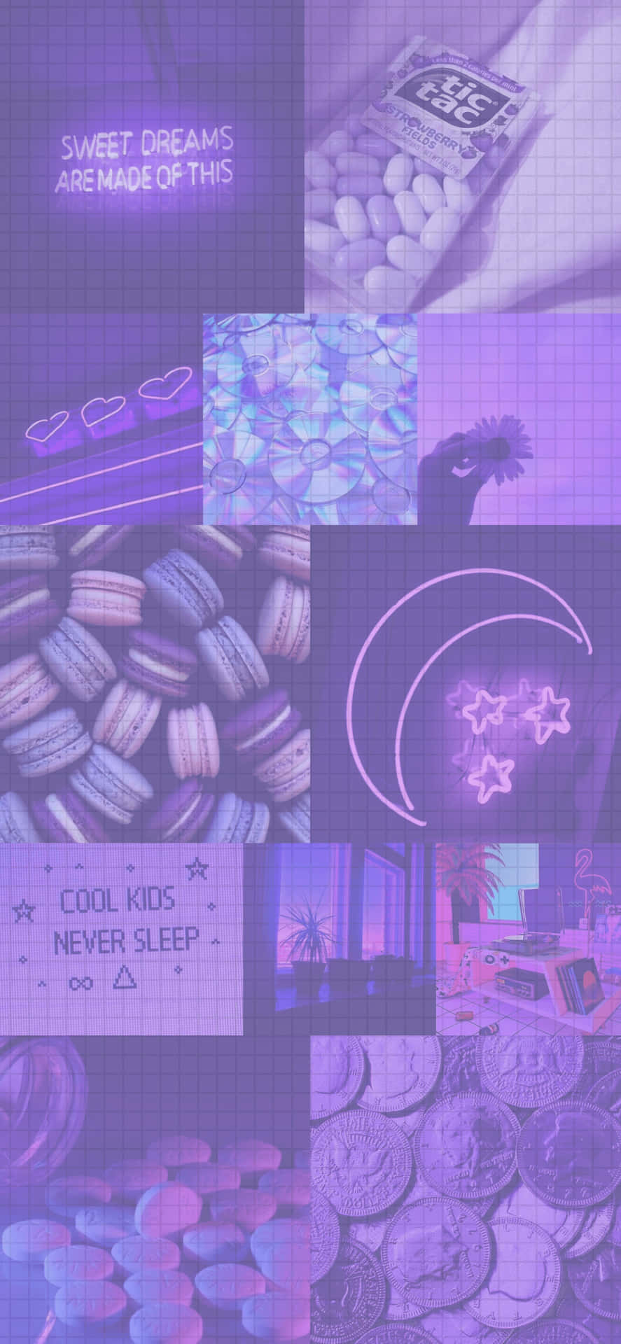 Purple Collage With Grid Overlay