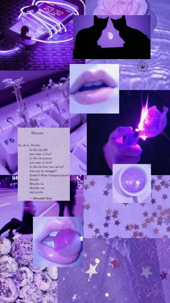 Purple Collage With Poem Background