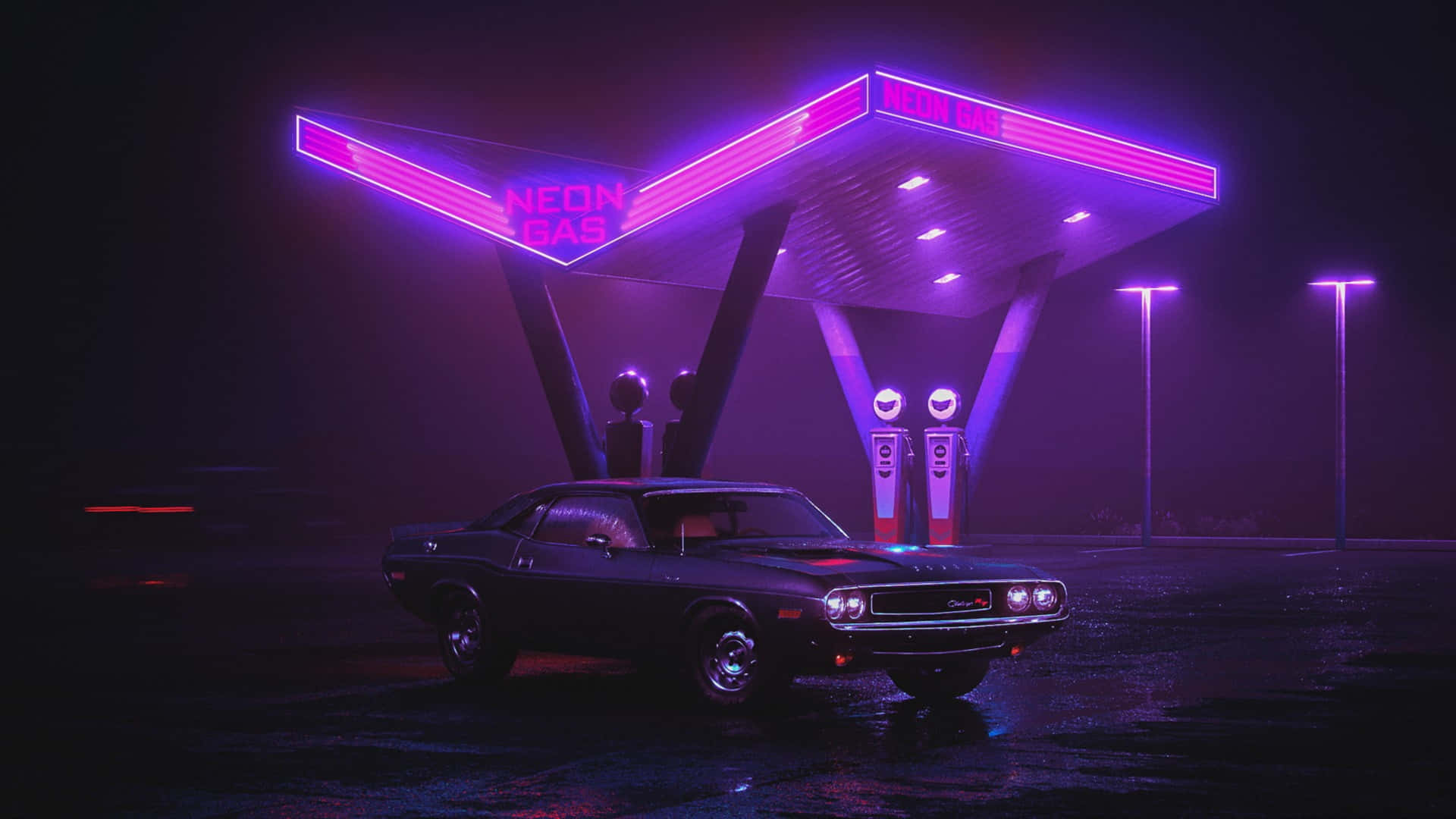 Purple Cool Gas Station Background