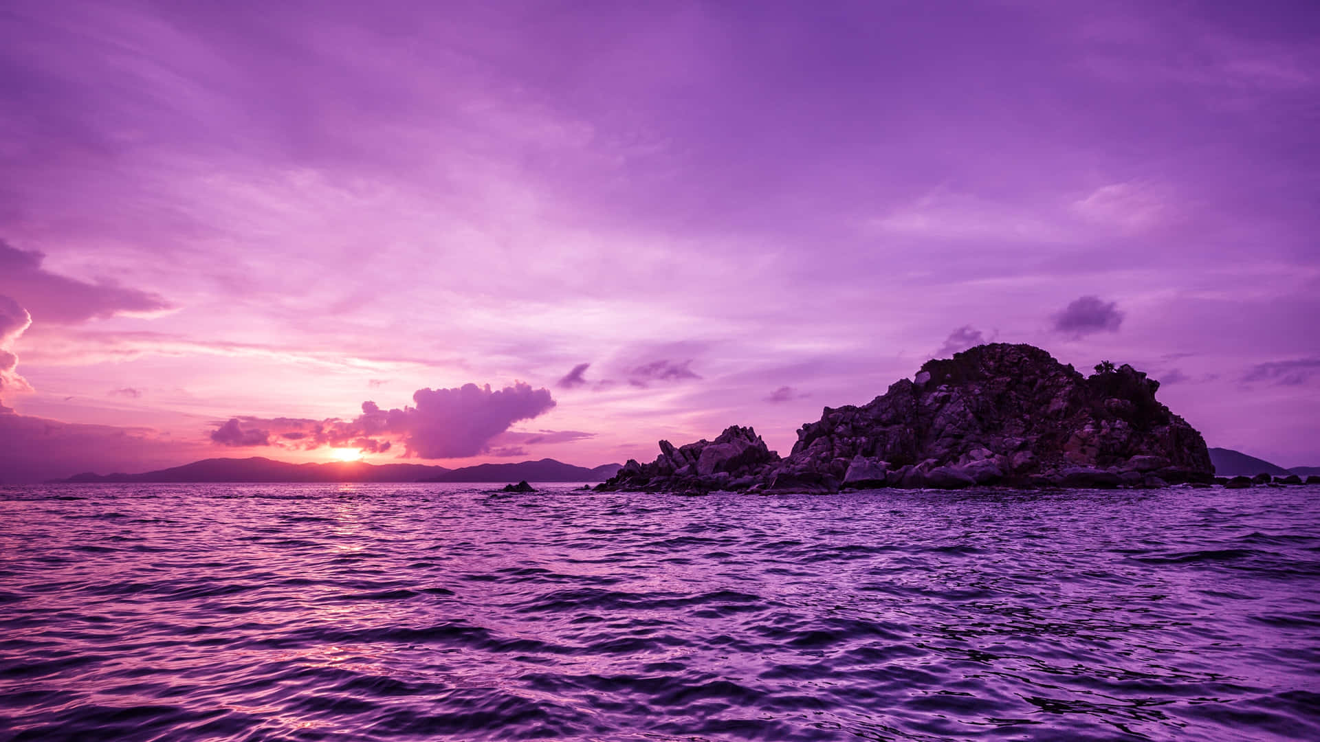 Purple Cool Island Sunset Background