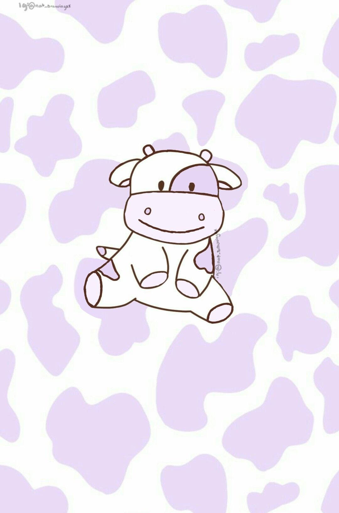 Purple Cow Pattern With Cow Drawing Background