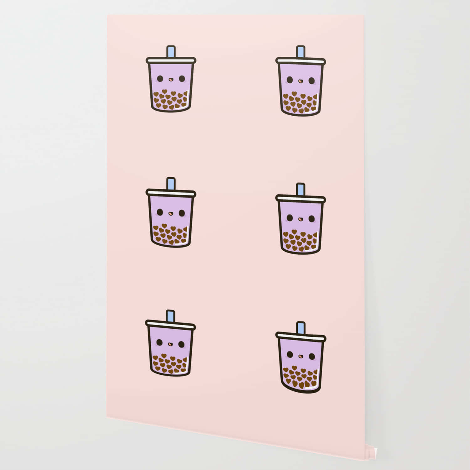 Purple Cute Boba In Pattern Background