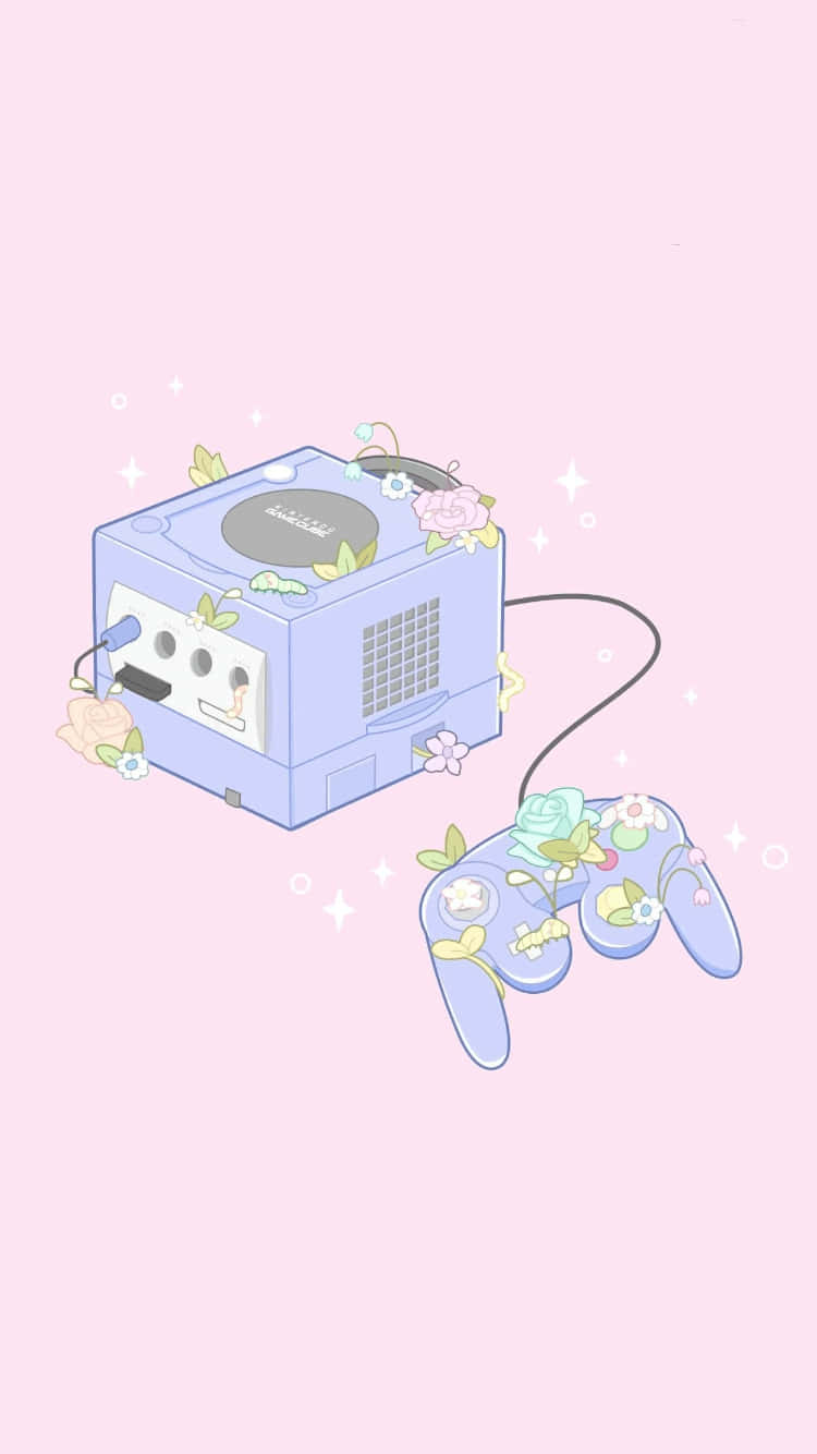 Purple Cute Gamer Controller Graphic Art Background