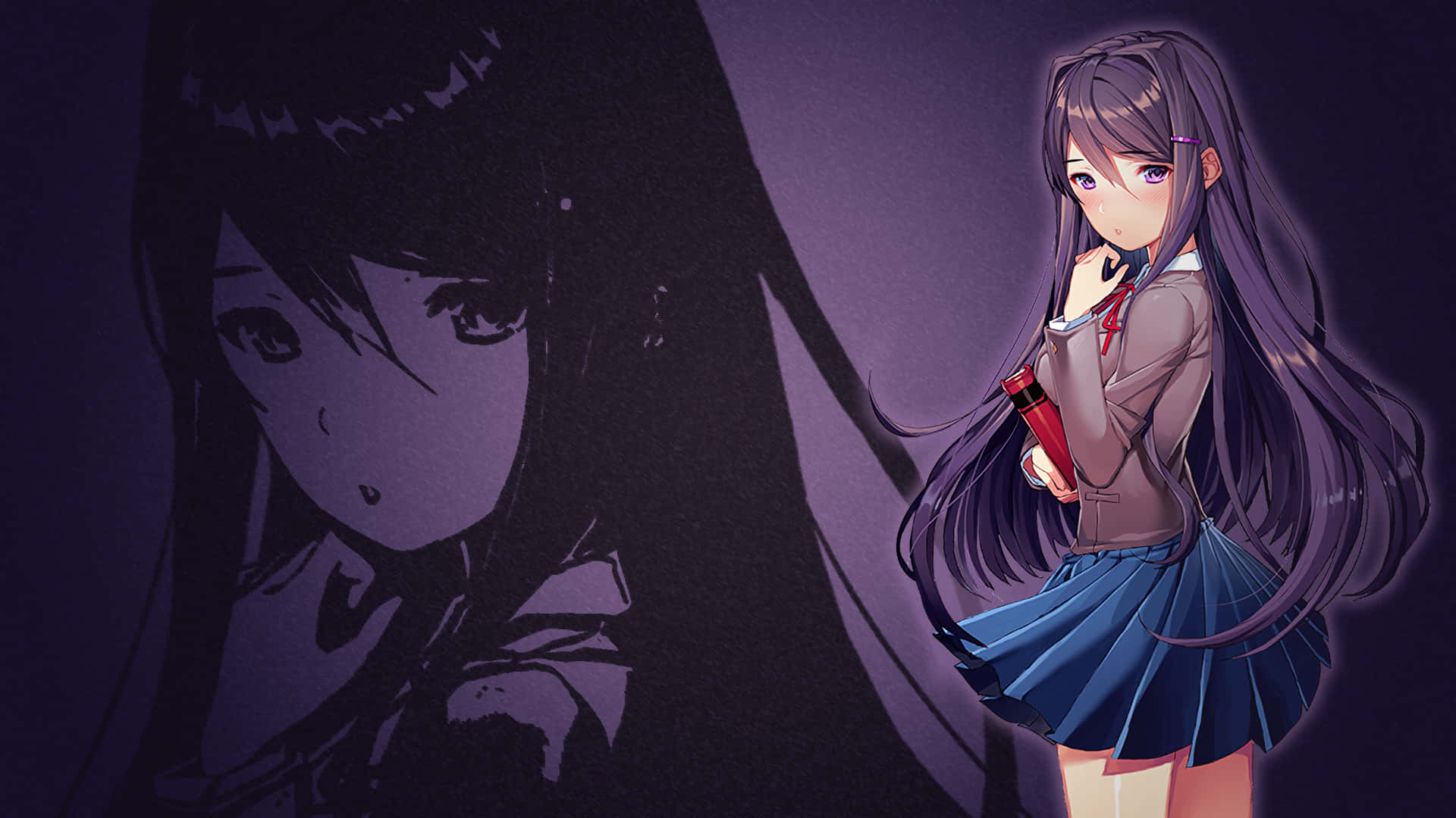 Purple Ddlc Just Yuri Desktop Background