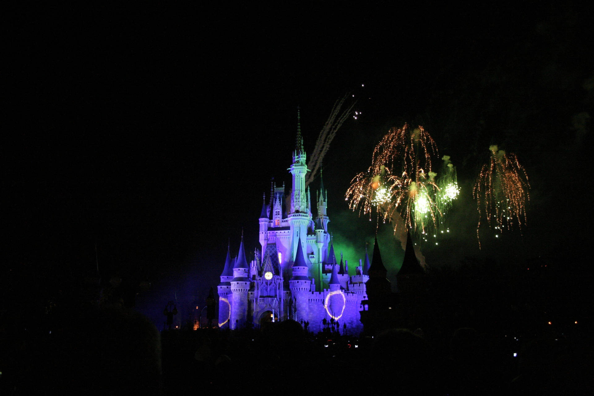 Purple Disney Castle Fireworks