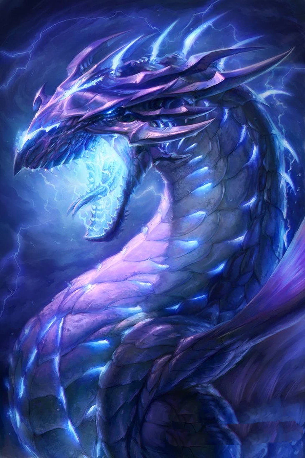 Purple Dragon And Lightning