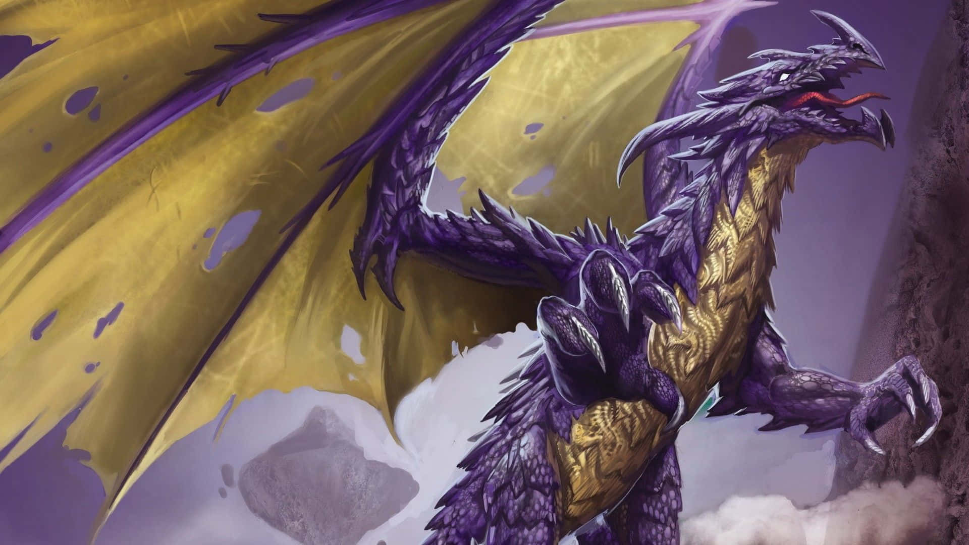 Purple Dragon With Long Nail Background