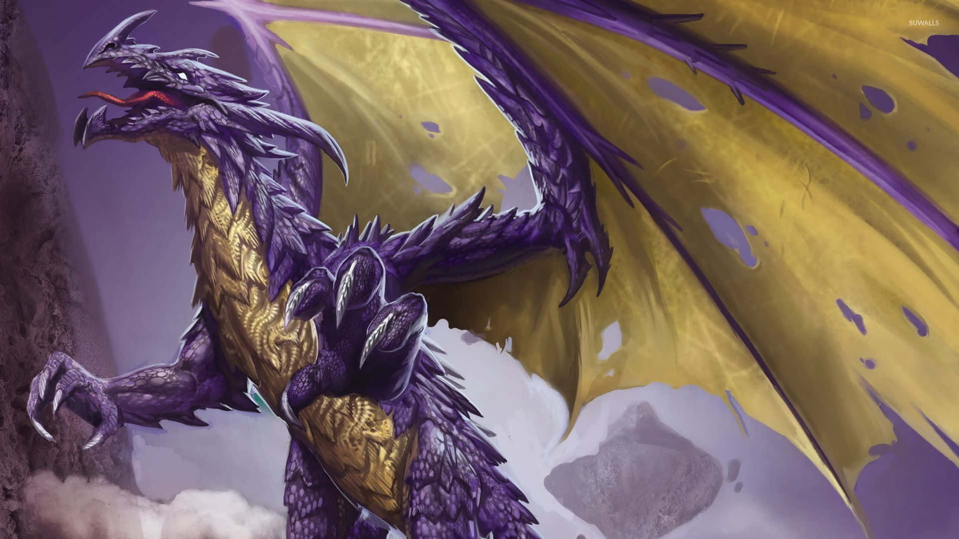 Purple Dragon With Torn Wing Background