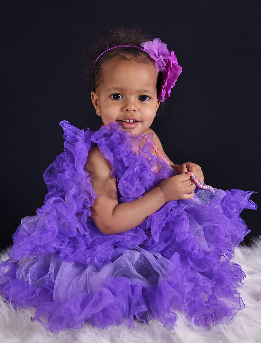 Purple Dress Cute Baby Girl Background