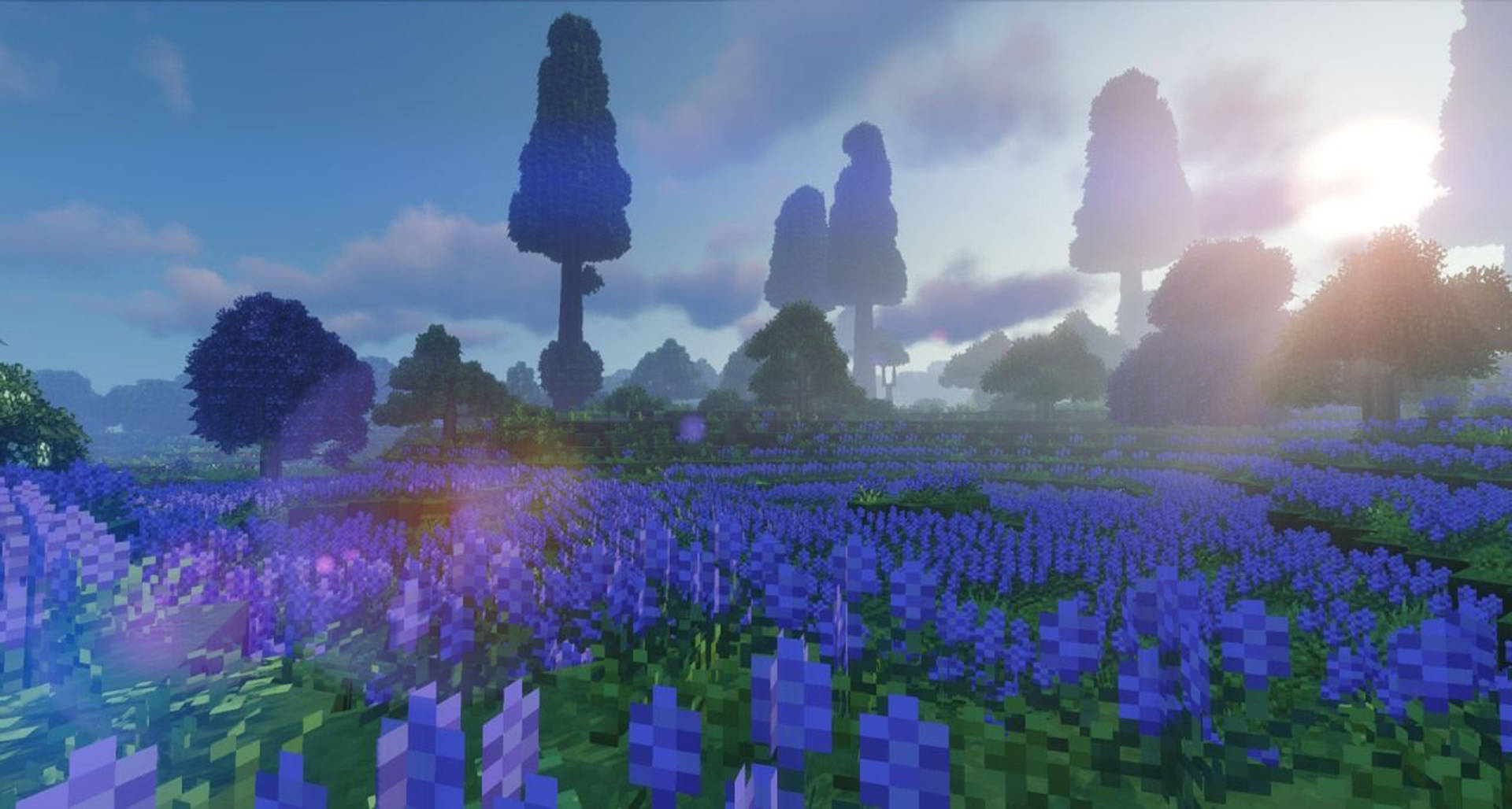 Purple Flower Garden Minecraft Aesthetic Background