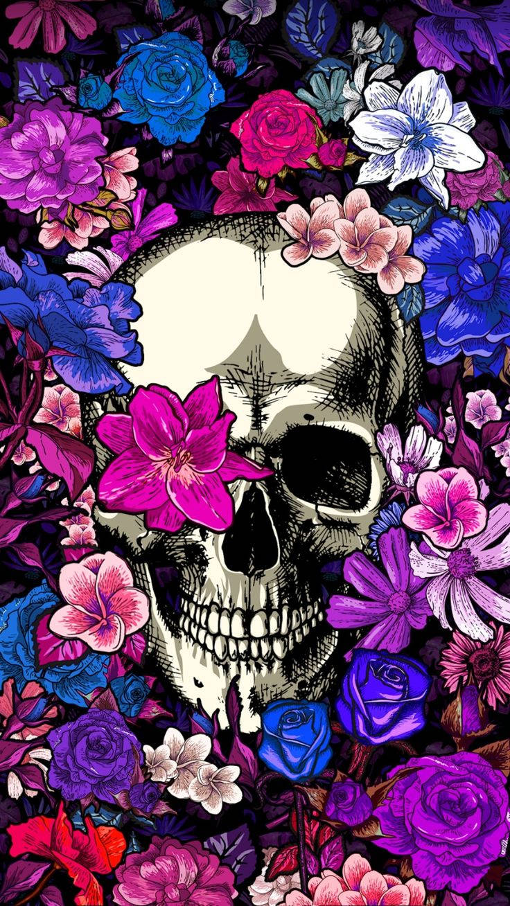 Purple Flowers For Day Of The Dead Background