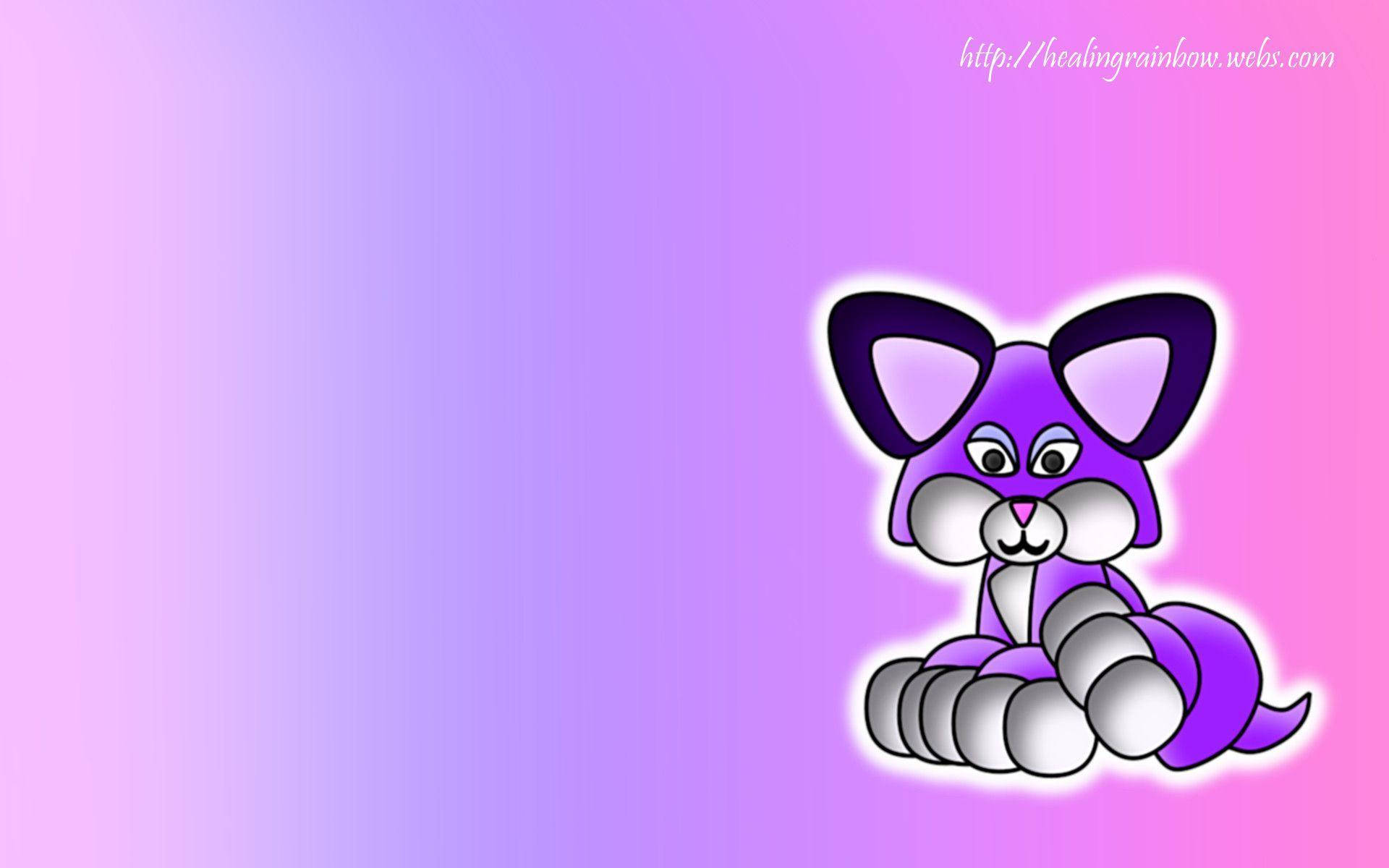 Purple Fox Cute Desktop Background