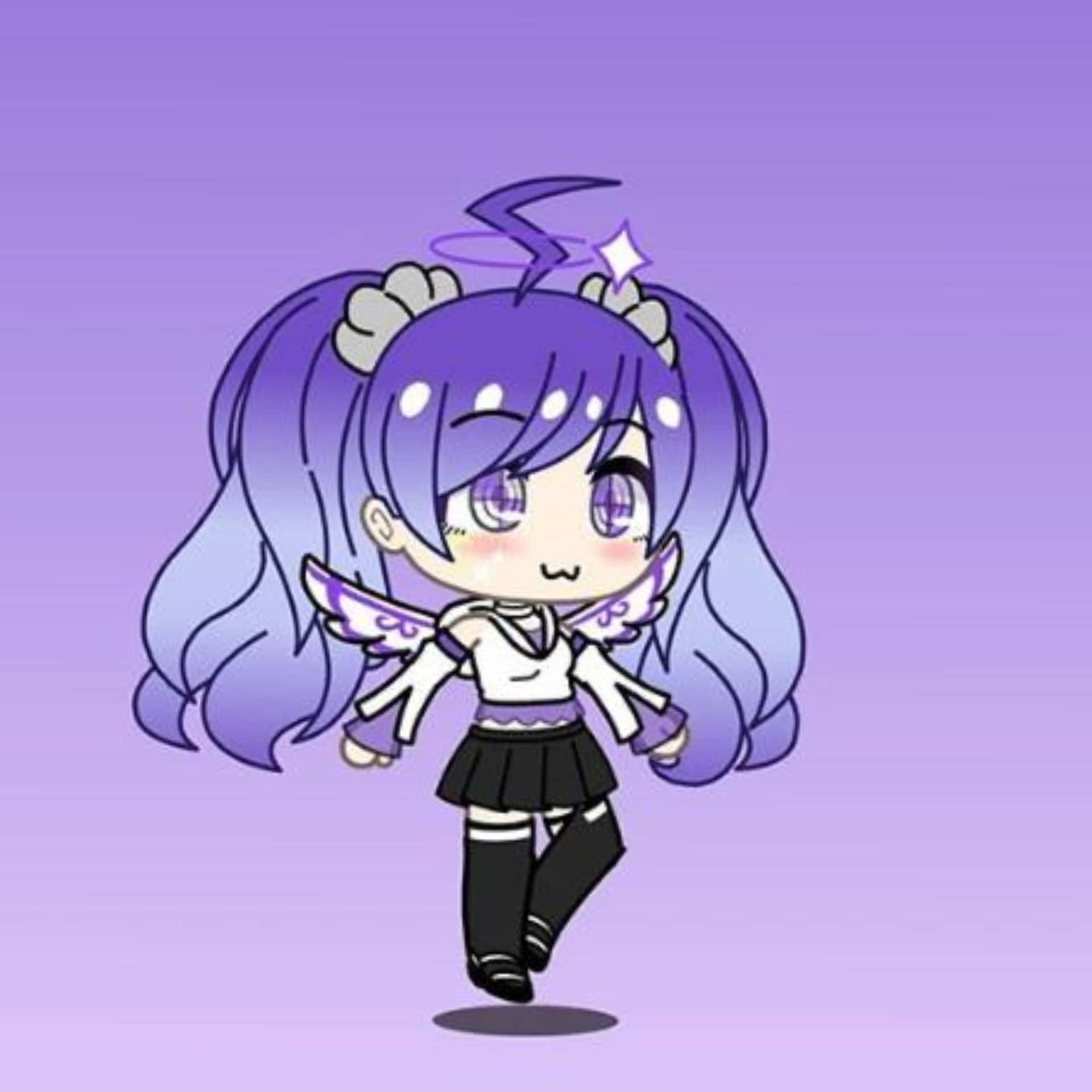 Purple Gacha Girl With Wings Background
