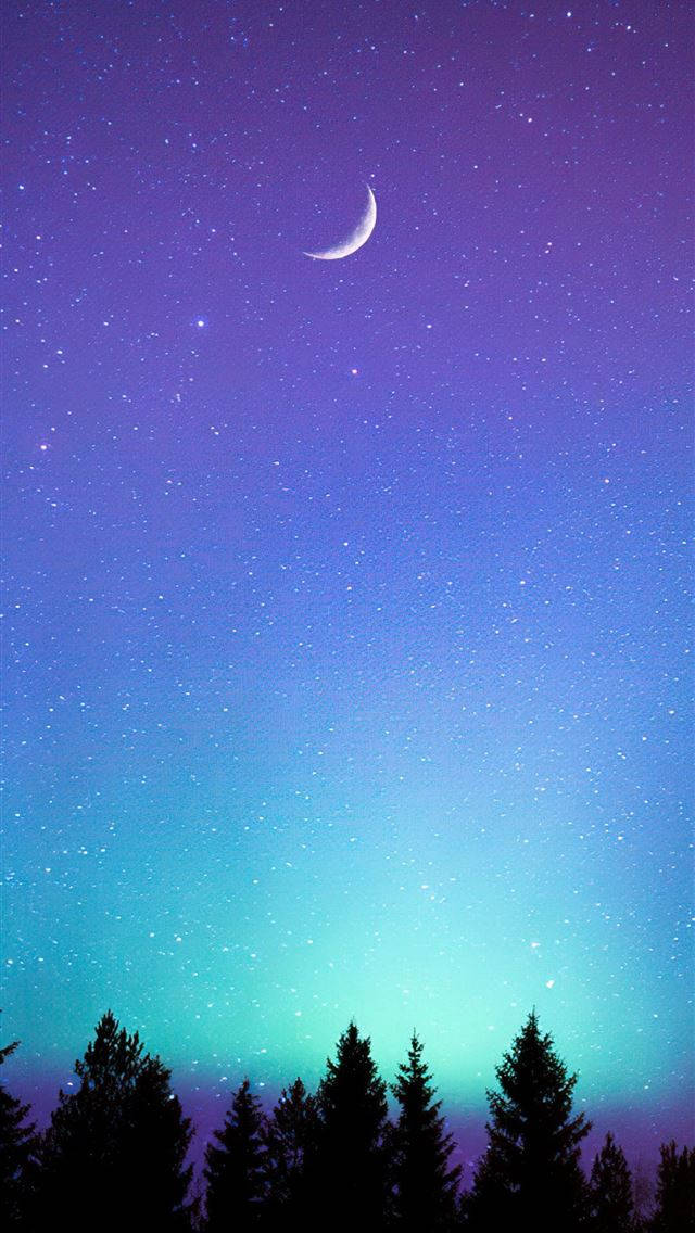 Purple Galaxy And Crescent Moon Iphone Background