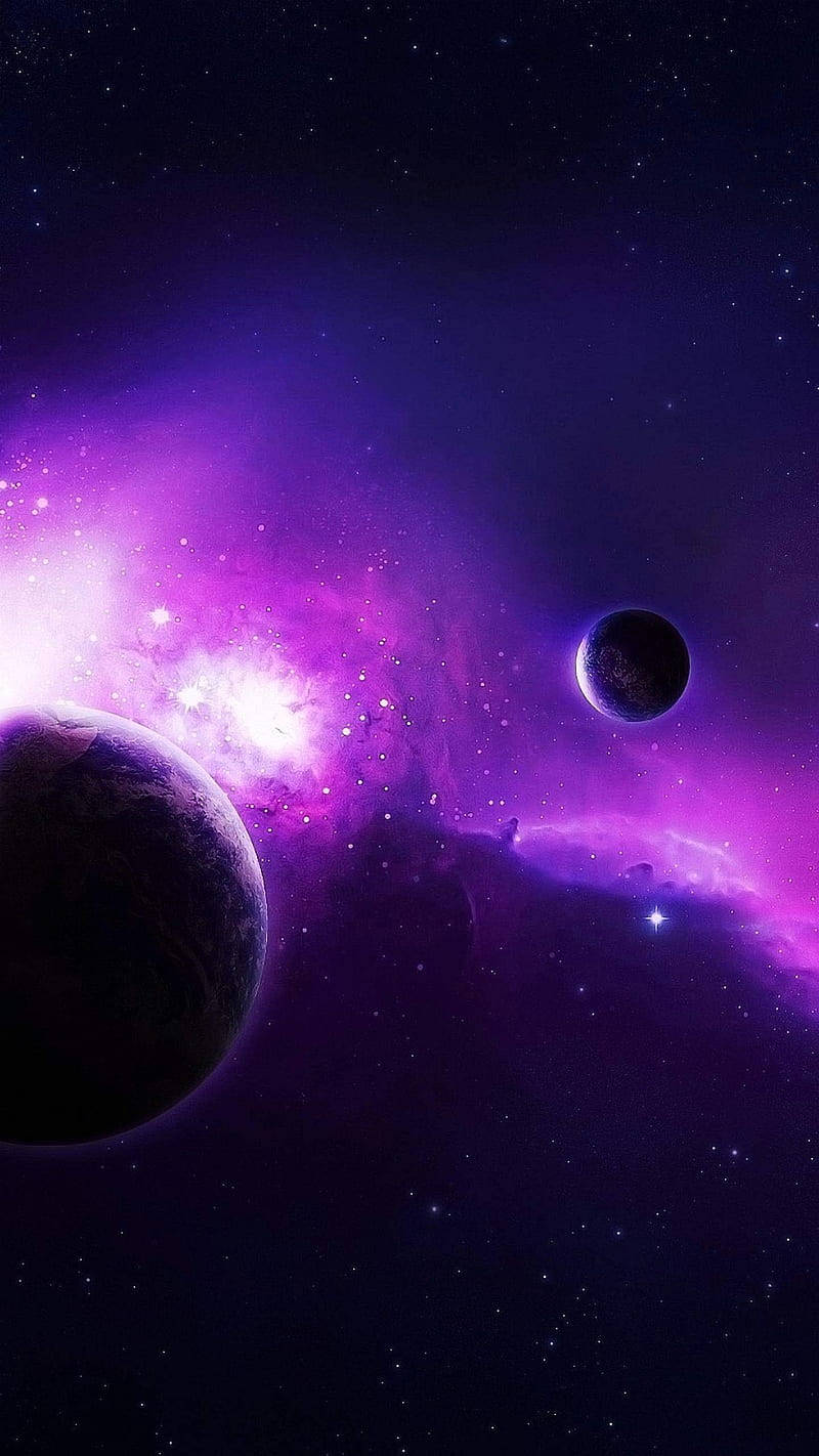 Purple Galaxy And Two Planets Iphone Background