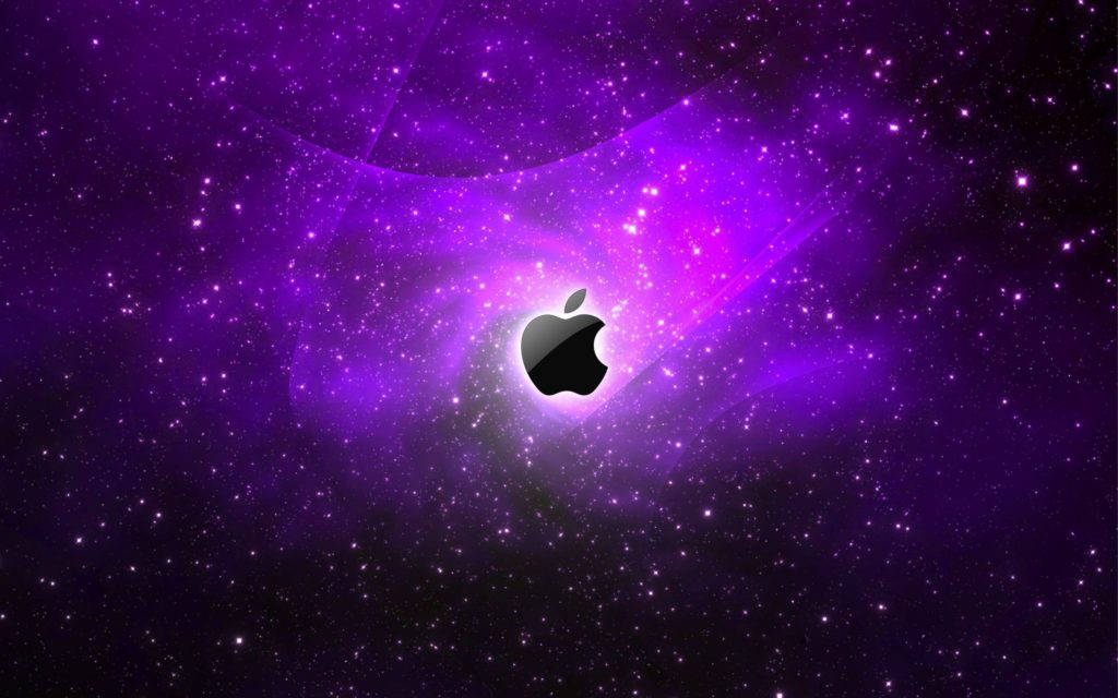Purple Galaxy Black Apple Logo Background