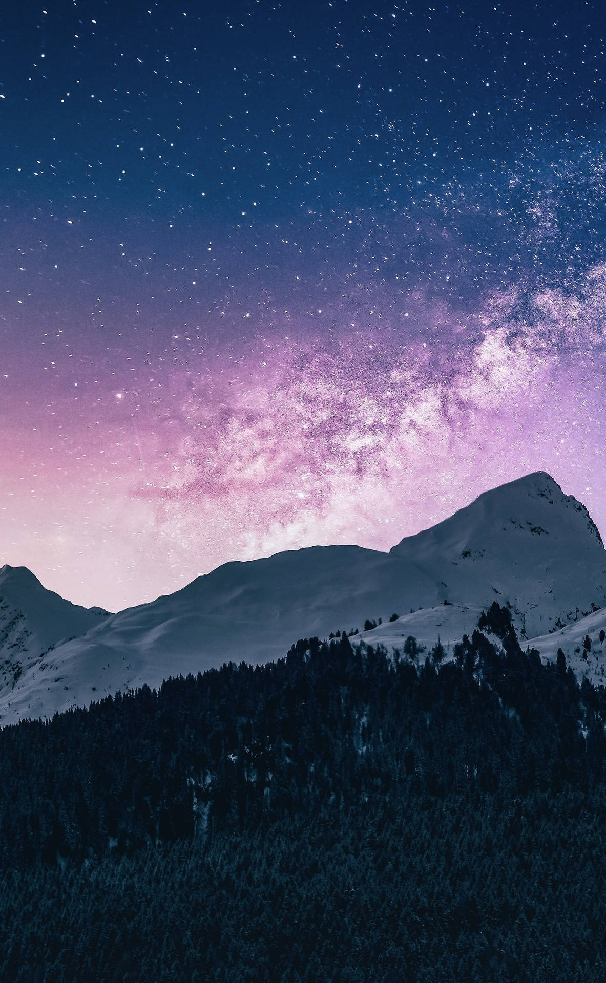 Purple Galaxy Icy Mountain Iphone Background