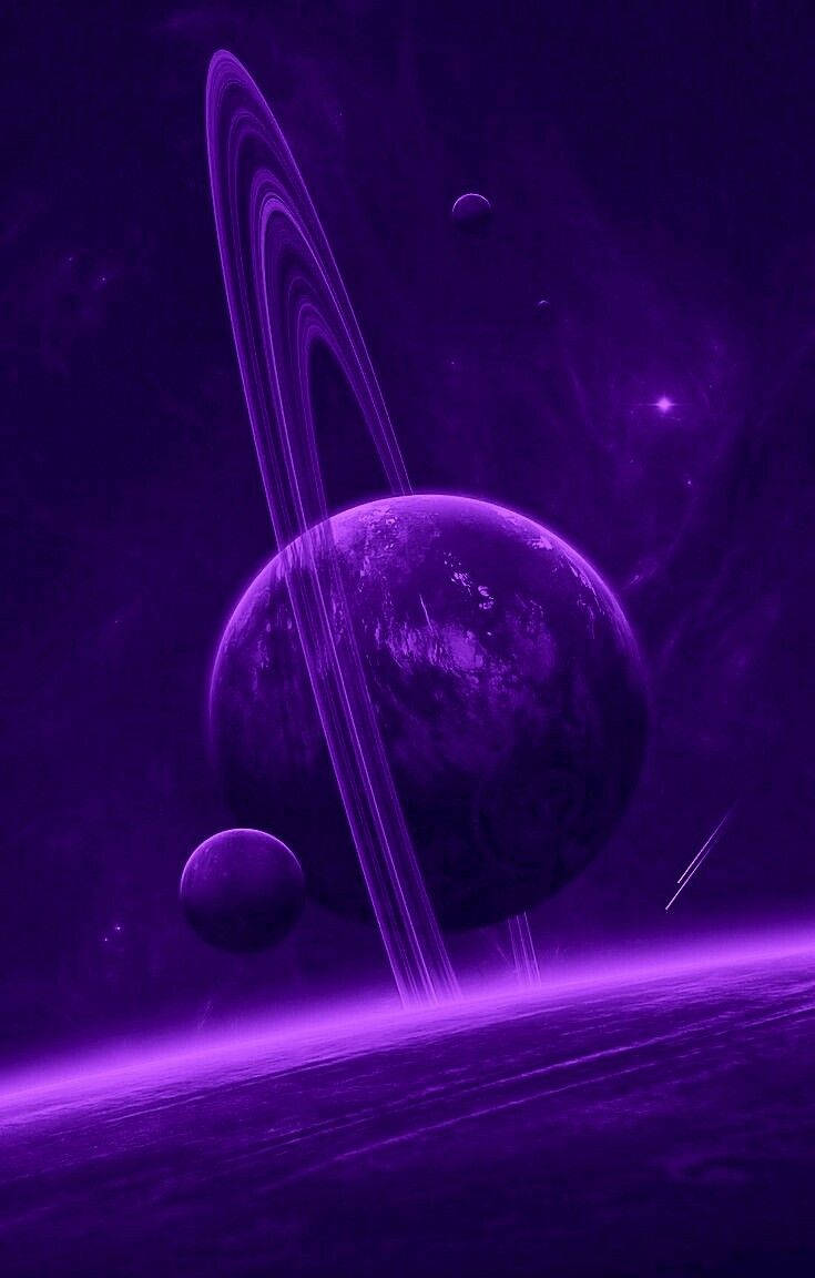 Purple Galaxy Iphone Planet And Purple Light Background