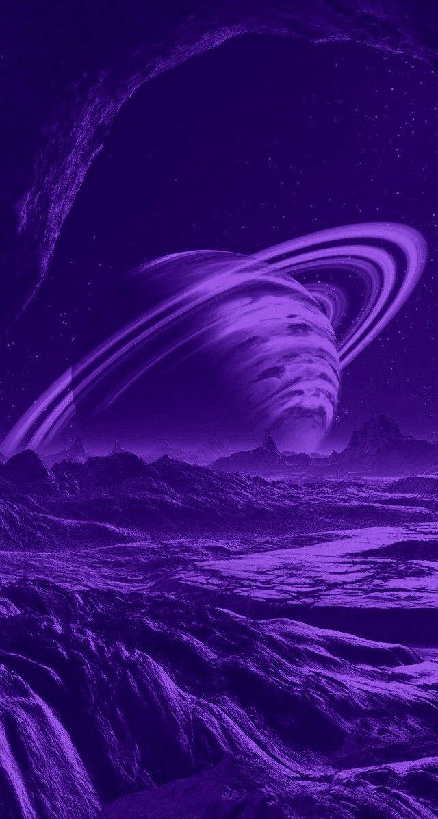 Purple Galaxy Iphone Purple Planet And A Rocky Ground Background